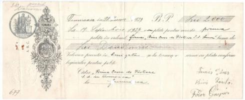 3db-os váltó tétel, közte Temesvári keltezésű, kitöltött, lyukasztással érvénytelenített, "Szép...