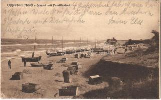 1923 Niechorze, Horst-Seebad, Ostseebad Horst; Strand mit Familienbad / beach, boats (EK)