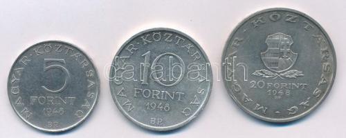 1948. 5Ft Ag "Petőfi" + 10Ft Ag "Széchenyi" + 20Ft Ag "Táncsics" &quot...
