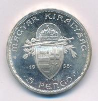 1938. 5P Ag "Szent István" T:1-, kis patina Hungary 1938. 5 Pengő Ag "Saint Stephen&q...