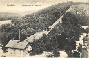 Wiesbaden, Nerobergbahn mit Neroberg / funicular railway
