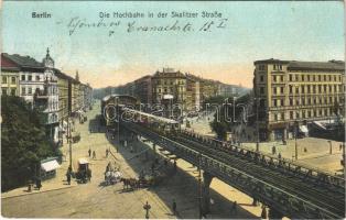 1912 Berlin, Die Hochbahn in der Skalitzer Straße, Elisabeth Apotheke / elevated railway, street view, shops, pharmacy