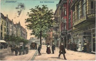 1910 Düsseldorf, Graf Adolfstrasse / street view, shops, Wallach & Cie. publishers shop, publishing house (EK)
