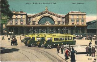 Paris, Gare de lEst / East Station, railway station, autobuses, automobiles