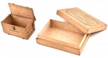 Stühmer és Gerbaud fa doboz, 19×13×5 és 13×6,5×7 cm