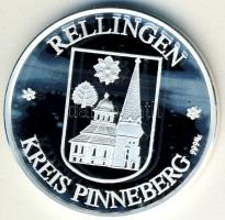 NSZK 1990. "850 éve virágzik Rellingen" Ag emlékérem 15g T:PP Díszdobozban, tanúsítvánnyal...