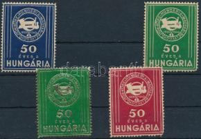 1949 50 éves a Hungária Magyar Bélyeggyűjtők Köre 4 db klf levélzáró