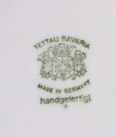 Tettau Bavaria német porcelán csésze aljjal, részben plasztikus virág mintás dekorral, arany színű p...