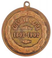 1902. Kossuth Lajos 1802-1902 születésének 100. évfordulójára aranyozott Br emlékérem füllel (29mm) T:1-,2