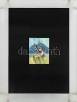 Ruttka Ferenc (1926-2019): Táj. Olaj, papír, jelezve jobbra középen. Üvegezett klipsz keretben, 13×1...