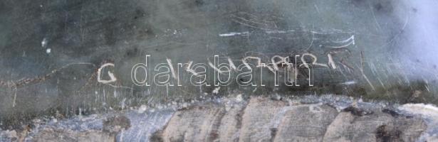 Afrikai zöld márvány szobor, Godfrey Kurari jelzéssel, lepattanásokkal, m: 18 cm