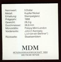 Niue 1988. 5$ "J.F. Kennedy" T:BU Díszdobozban, tanúsítvánnyal!