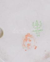 Hollóházi porcelán vázácskák és tálka, 3 db, matricás, jelzett, hibátlan, m: 12 cm, 15 cm, 12x10 cm