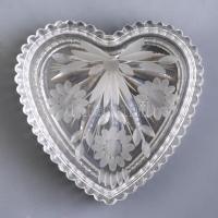 Ajkai kristály szív alakú dobozka, jelzett, hibátlan, 8x8,5 cm