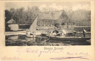 1902 Palics, Palic (Szabadka, Subotica); evezős csónakok. Vig Zsigmond kiadása / rowing boats, lake (fl)