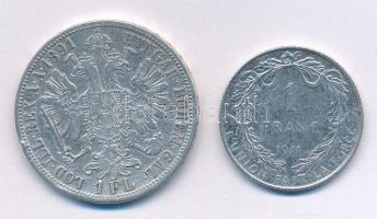 Vegyes: Ausztria 1891. 1Fl Ag "Ferenc József" + Belgium 1911. 1Fr Ag "Albert" T:...