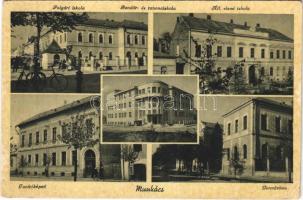 Munkács, Mukacheve, Mukacevo; Polgári iskola, kerékpár, Rendőr- és tanonciskola, Állami elemi iskola, Tanítóképző, Gimnázium / school, bicycle, police school, teachers' training institute, high school (Rb)