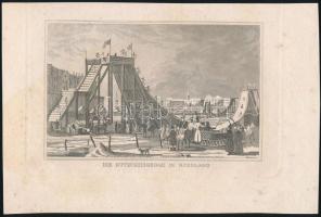 cca 1850 4 db metszet, közte Ludwig Rohbock (1820-1883): Óbuda s a hajómalmak, Pest és Buda, 13×18 c...