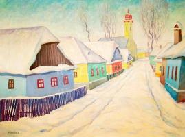 Kovács Zoltán (1913-1999): Nagybányai református templom, olaj, vászon, szignált 80x60cm