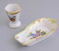 Herendi Viktória mintás porcelán tálka, kézzel festett, jelzett, kis kopásnyomokkal, 7 db