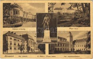 1943 Sárospatak, Rákóczi vár, Angol iskola, Református főiskola, II. Rákóczi Ferenc szobra, Református tanítóképző intézet (EK)