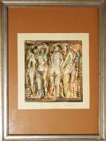 Halápy János (1896-1960): Gráciák akvarell, papír, szignált, keretben 30x40 cm