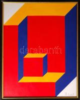 Dévényi János (1956-): Kicsi kocka; akrill, papír, szignált keretben 40x30cm