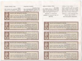 Budapest 1924. "Magyar Nemzeti Bank" 5db részvénye egyben, egyenként 100K-ról, szelvényekk...