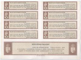 Budapest 1924. "Magyar Nemzeti Bank" 5db részvénye egyben, egyenként 100K-ról, szelvényekk...