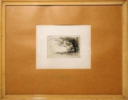 Szőnyi István (1894-1960): Nyúl, rézkarc, keretben 50x30cm