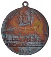 1896. Magyarország ezeréves fennállásának és ős Budavára emlékékre 1896 emlékérem füllel, szalag nélkül (29mm) T:2 patina