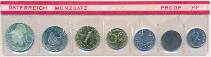 Ausztria 1972. 2gr-10Sch (7xklf) forgalmi sor lezárt fólia tokban T:PP tokon ragasztásnyom Austria 1972. 2 Groschen - 10 Schilling (7xdiff) coin set in foil packing C:PP gluemark on packing