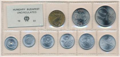 1981. 2f-10Ft (9xklf) érmés forgalmi sor fóliatokban T:1