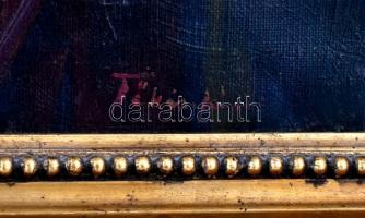 Tőkés Sándor (1882-1950): Csendélet. Olaj, vászon, sérült, jelzett. Dekoratív fa keretben, 56×65 cm