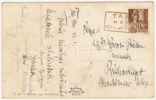 1944 Tab (Somogy), izraelita templom, zsinagóga / synagogue + "TAB P.U. LEVÉLSZEKRÉNYBŐL" ...