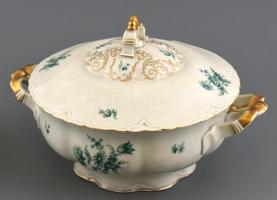 Schönwald virágmintás porcelán készlet: Leveses tál fedéllel, 3 db lapos kínáló, 2 db mély kínáló tá...