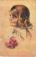 Girl. Children art postcard. J.S. & Co. M. Ser. 400-03. s: Trübe (EK)