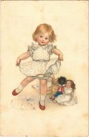 1917 Girl with toys. Children art postcard. M. Munk Vienne Nr. 856. litho (EK)