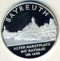 NSZK DN "Bayreuth-Régi vásártér a Városházával" Ag emlékérem 15g T:PP