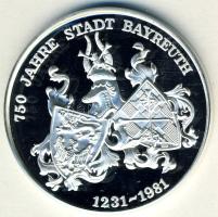 NSZK 1981. "Bayreuth 750 éves" Ag emlékérem 14,8g T:PP