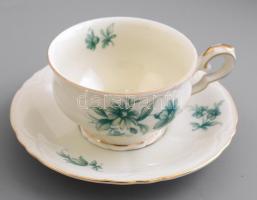 Schönwald virágmintás porcelán mokkás készlet, hiányos: Kanna fedéllel, kiöntő, 7 db csésze, 11 db a...