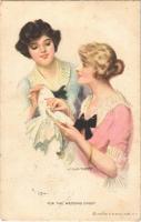 1914 For the Wedding Chest. Lady art postcard. Reinthal & Newman Pubs. Water Color Series No. 365. s: T. Earl Christy (EK)