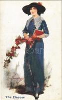 The Flapper Lady art postcard. B.K.W.I. Nr. 860/2. artist signed (EK)