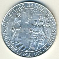 NSZK 1971. "Császárság kikiáltásának 100. évfordulója-Otto Bismarck" Ag emlékérem 25g T:BU