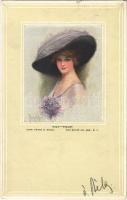 1915 Violet Lady art postcard. The Knapp Co. Inc. Series No. 6. s: Frank H. Desch (EK)