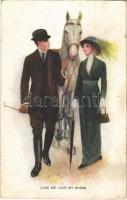 1914 Love me Love my Horse Romantic couple, lady art postcard. The Carlton Publishing Co. Series No. 710/3. (EK)