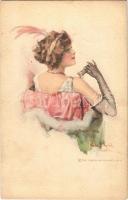 Lady art postcard. The Gibson Art Co. artist signed