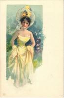 Lady art postcard litho s: M.Z. (EK)