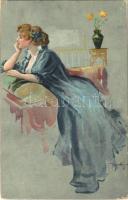 1911 Lady art postcard. 4002/4. artist signed (EK)