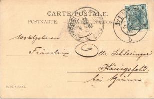 1903 Fröhliche Weihnachten! / Christmas greeting art postcard, ladies with dog. M.M. Vienne s: R.R. ...